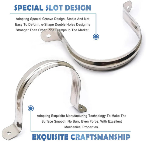 4-Inch Rigid Pipe Strap Clamp Set With Two-Hole U Bracket Tube Clip Stainless Steel Heavy-Duty Pipe Fastener for Securing Conduit, PVC and Other Pipes 4-Pack 115 Mm demonstrating special slot design and exquisite craftsmanship.