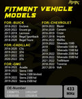Pre Programmed 433MHz TPMS Sensor for Chevy and GMC Rides Direct Fit Fits Malibu Camaro Cruze Impala Traverse Silverado 1500 2500 3500 Blazer Trailblazer Volt Acadia Sierra 1500 OE 13598773 fitment chart