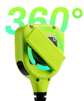 Back view of green IP56 Waterproof Dustproof Shoulder Speaker Microphone For Two Way Radios 2 Pin showing 360-degree swivel clip.