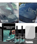 Premium Windshield Crack Repair Kit For Quick Glass Fix, DIY Friendly Chips And Cracks Repair With High Transparency Resin Liquid, Works On Windshields, Windows, Mirrors, All Crack Types, 2 Pack, shown with before and after repair results.