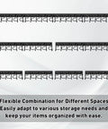 Heavy Duty Metal Garage Tool Organizer Wall Mount Kit Four Pack with Extension Cord Straps on display with mixed hooks.