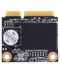 MSATA Mini PCIe Half Size SSD 128GB for Industrial Motherboards With Snappy Read Speeds Up To 510MB/s And Solid Write Speeds Up To 350MB/s TLC NAND SMART TRIM NCQ Support For Beefed Up Industrial Performance And Easy Integration. Black mSATA SSD module with gold edge connector.