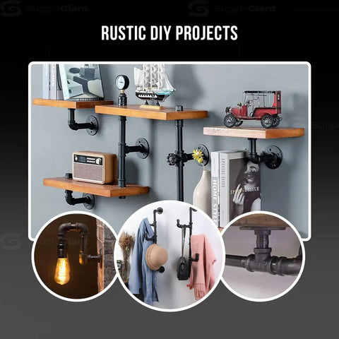 Gear Up Your DIY Projects With A Three Quarters Inch Nipples Assortment Kit For Steel Pipe Fittings In Black shown in home decor