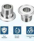 Hella Reliable 304 Stainless Steel Tri Clamp To Npt Male Thread Adapter showing smooth surface and rust-resistant finish.