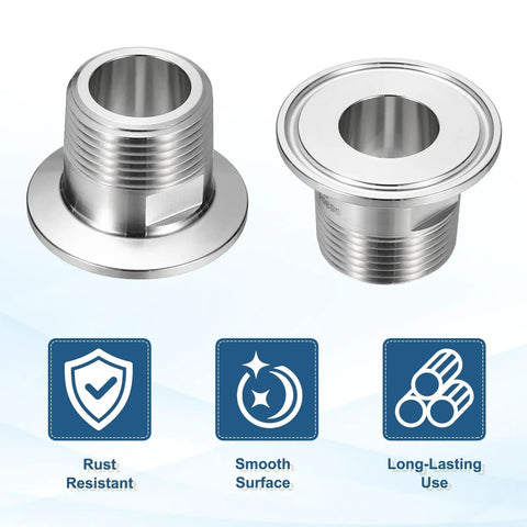 Hella Reliable 304 Stainless Steel Tri Clamp To Npt Male Thread Adapter showing smooth surface and rust-resistant finish.