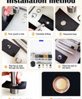 Installation method for Built Dang Tough 420 Leather Grommet And Eyelet Kit with steps for using punches and setting grommets.