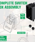Deep Switch Box With Hardware Waterproof ABS Plastic Electrical Project Case For Tools Extra Wiring Room 4.4 X 2.7 X 2.3 Inch Interior Safe Power Off Box Compatible With 71834 71007 71651 71054 71577, black switch box with cable glands