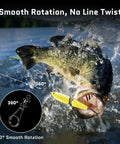 Pro Grade Fishing Swivels Snap With Pear Oval Split Ring Black Nickel 360 Degree Rotation Anti Twist For Braids High Speed Stainless Ball Bearings Secure Double Lock Snap Pear Shaped Design For Lures And Smooth Action on bass lure