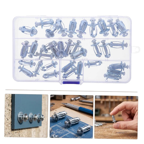 Beefy Heavy Duty Metal Expansion Bolt Kit 35 Piece Petal Nut Fasteners For Hollow Wall And Plasterboard M4 M5 M6 Secure Fastening For Home Repairs DIY Projects And Installations in plastic case
