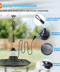 Easy installation of 20-inch outdoor patio ceiling fan with remote and app control, showing waterproof DC motor and plug-in connector.