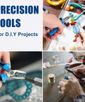 Six Piece Mini Pliers Set With Precision Tools for Electronics and DIY Crafting in use on jewelry and delicate projects.