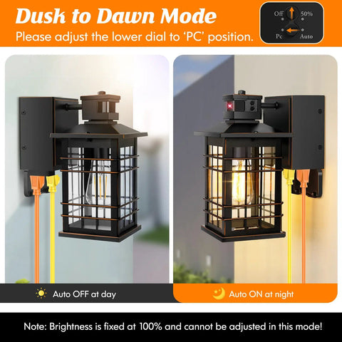 Outdoor Motion Sensor Dusk To Dawn Wall Light With GFCI Outlet Waterproof Oil Rubbed Bronze Porch Light for Front Door