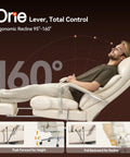 Man reclining in 160 Degree Reclining Office Chair With Footrest Ultra Plush Cloud Cushion, showcasing ergonomic features.