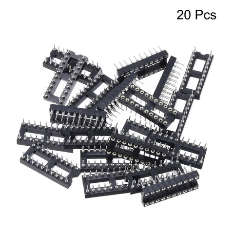 20 Pack 2.54mm Pitch DIP IC Socket Dual Row 20 Pins Round Pins Soldering Friendly for Electronics DIY Projects and Experiments