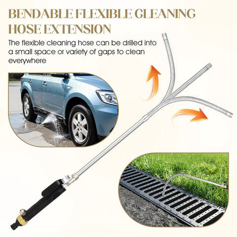 Heavy Duty Garden Power Washer Kit With Quick Connect Wand, Two Nozzles, Flexible Lance, And Water Resistant Accessories shown
