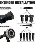 Extender installation components for 12-Piece Motorcycle Bearing Puller Kit With Slide Hammer, showing collet sizes M16 and M12.