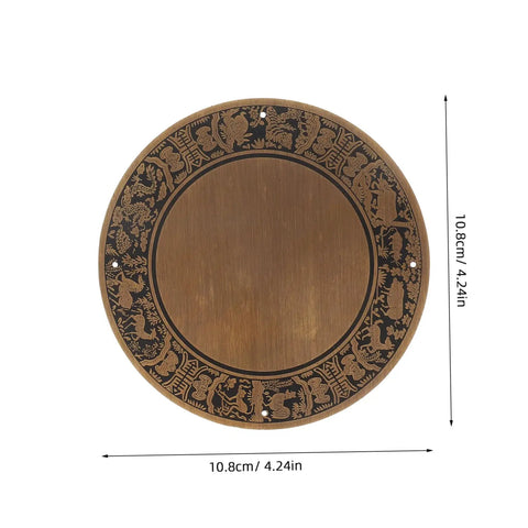 Dope Copper Zodiac Design Backplate For Wooden Boxes Antique Style with Chinese Classical Flair, 10.8cm round plate
