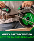 Man inserting battery into Go To 18V MultiVolt Cordless Circular Saw With 7 1/4 Inch Blade High Torque Lightweight Build Cuts Up To 200 2x4s Per Charge Accepts 18V And 36V Batteries Tool Body Only