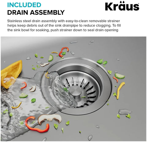 25 Inch Top Mount Single Bowl 18 Gauge Stainless Steel Kitchen Sink With Noise Defend Soundproofing And Dent Resistant Build with included drain assembly and vegetable scraps.