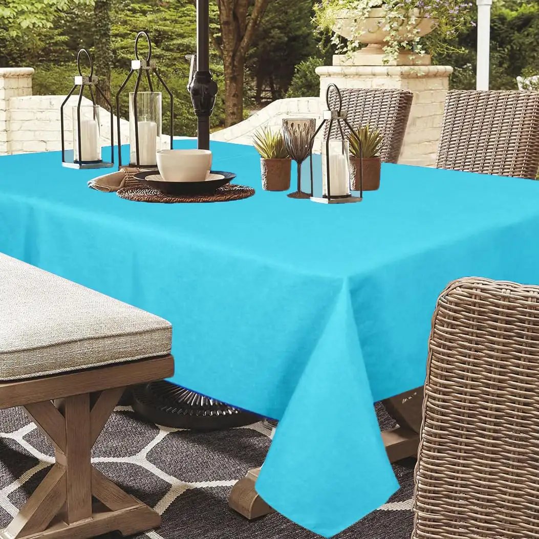 Outdoor Tablecloth With Zipper Umbrella Hole - Aqua ✓
