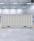 Heavy Duty Machinery Mover Dolly With 5 Polyurethane Rollers Handles 8818 Lbs moving a large container in a spacious workshop.