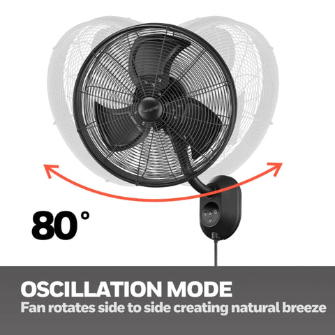 Outdoor Wall Mount Fan With Remote Wet Rated For Patios Garages And Workshops 5100 CFM High Velocity Airflow shown in oscillation mode