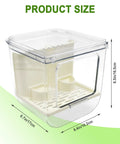 Top Shelf Cage Mounted Bird Feeder Keeping The Mess At Bay With Non Spill Design And Plenty Of Seed Space Featuring A Solid Perch For Your Feathered Friends To Chow Down In Comfort, translucent feeder showing dimensions 6.5in x 6.7in.