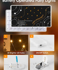 Product packaging and features of Six Pack Battery Operated Fairy Lights With Seven Foot Copper Wire 20 LED Waterproof String Lights For DIY Crafts Wedding Decor Table Centerpieces Mason Jars Party Ambiance