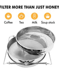 Stainless Steel Honey Strainer With Double Sieve Filter For 5 Gallon Buckets Beekeeping Tools showing versatile uses for liquids.