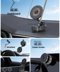 Rock Solid Vacuum Lock 60 Plus Lbs Suction Car Phone Mount With 2800gf Magnetic Grip shown on dashboard and windshield