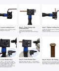 ZUXUSE brake line flaring tool kit with 3/16 in and 1/4 in dies; blue handle, black head, six-step instruction collage