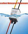 Two Pack DC Buck Converter Step Down Regulator 8 To 22V Input To 3 To 15V Output 5V 12V 3A 11W Beefy Waterproof shown submerged