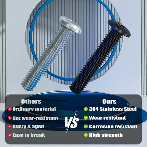 Comparison of M6 Flat Head Hex Socket Cap Screws 1 X 20mm, 60 Pieces Stainless Steel 304 With Black Zinc Plating to others
