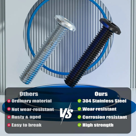 M8 Flat Head Hex Socket Cap Screws 30 Pack Full Thread 304 Stainless Steel Black Zinc Plated Includes Hex Wrench comparison image