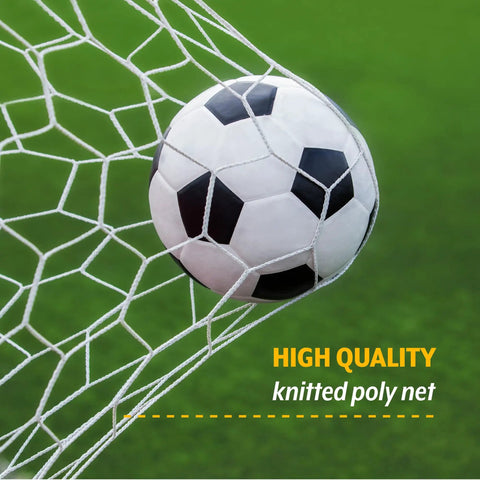 Soccer ball hitting knitted poly mesh from 4 Foot Pop Up Soccer Goal Set Portable Training Football Net Kit With Knitted Poly Mesh Easy Fold And Go Design Includes Two Goals And Carrying Bag For Backyard Practice Park Games And Pickup Matches