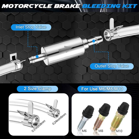Hydraulic Brake Bleed Kit For Cars And Bikes With 100ml Syringe 50cm Hose And One Way Check Valve Bleeding Tool parts
