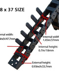 39.4 Inch Nylon PA66 Cable Drag Chain Carrier Pro Grade R28 18x37mm Inner, 23.7x47.7mm Outer Open Type For CNC Routers, Mills, And 3D Printers With Extra Ends, Screws, And Screwdriver. Black 18x37 size with internal and external dimensions