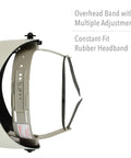 Fiberglass Pipeliner Welding Helmet With Compact Space Saving Design For Tight Spots, showing adjustable rubber headband.