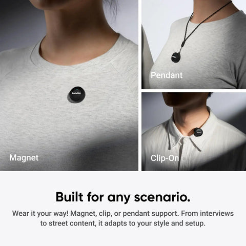 Various methods of wearing Wireless Mic Air Transmitter for Vlog and Streaming, Ultralight 7.9g, Noise Cancelling Microphone