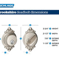 B60N BRK 716 Deadbolt With Brookshire Trim dimensions and design in aged bronze, keyed exterior entry, top tier security