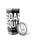 Insulated Stainless Steel Tumbler For Sailplane Crew And Glider Club Fans, built for thermals, with lid on side, black design