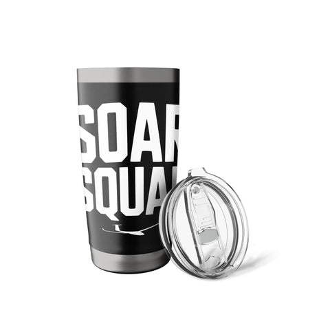 Insulated Stainless Steel Tumbler For Sailplane Crew And Glider Club Fans, built for thermals, with lid on side, black design