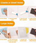 Drywall Repair Kit With 12 Oz White Putty Filler And Spatula For Patching Holes And Cracks An Easy Foolproof Fix Perfect For Your Walls No Drama Cleanup Fast Dry Formula instructions for patching small and large holes.
