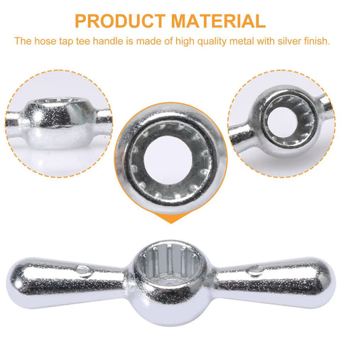 Broach Sillcock Tee Hose Bibb Replacement Handle Set 2 Pack For Outdoor Faucets 12 Broach Point silver finish detail view