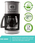12 Cup Glass Replacement Carafe For Coffee Makers No-Hassle DCC-2200 DCC-2600 DCC-2800 DCC-3200 DCC-3200P1 With Black Handle