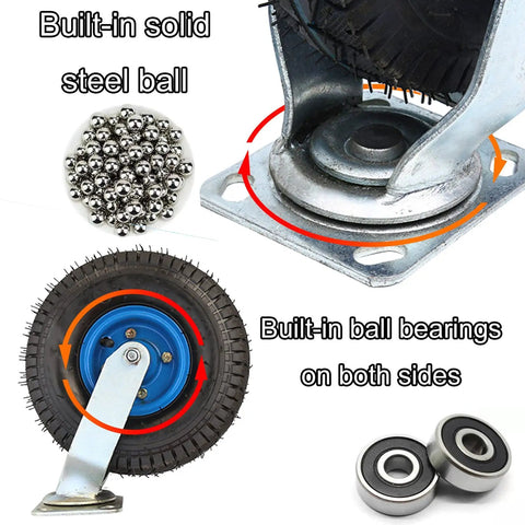Heavy Duty Swivel Caster Wheels With Brakes For Workbenches And Carts, ball bearing design, high load capacity, close up