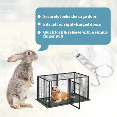 40-pack metal finger spring latch hooks for rabbit cages and dog crates, silver finish.