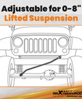 Adjustable Front Forged Track Bar for Ford F-250/F-350 Super Duty 2005-2016, 0 to 8 Inch Lift Compatible, Heavy Duty Forged Steel Rod, Rust Resistant Finish, Precision Machined, Improves Steering Stability for Off Road and Towing, shown installed on lifted front suspension