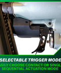 Close-up of selectable trigger on Beast Pro Grade Framing Nailer For Flooring And Roof Decking, Pneumatic Power Tool.