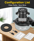 Front view of 116472-13 vacuum motor replacement kit with 2-stage 5.7-inch motor, 112 CFM, foam gasket and connectors